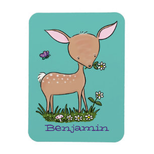 Cute happy baby deer cartoon illustration magnet