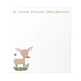 Cute happy baby deer cartoon illustration notepad