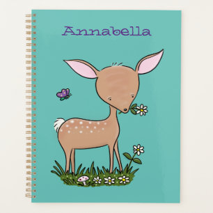 Cute happy baby deer cartoon illustration planner