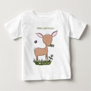 Cute happy baby deer cartoon illustration T-Shirt