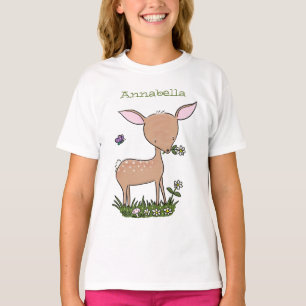 Cute happy baby deer cartoon illustration T-Shirt