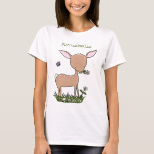 Cute happy baby deer cartoon illustration T-Shirt