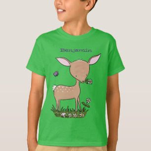 Cute happy baby deer cartoon illustration T-Shirt