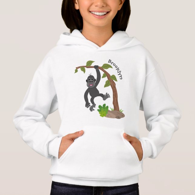 Cute happy baby gorilla cartoon illustration (Front)