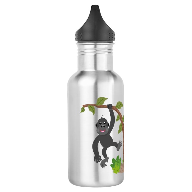 Cute happy baby gorilla cartoon illustration 532 ml water bottle (Left)