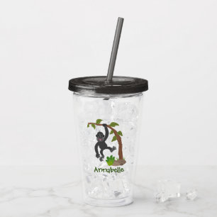 Cute happy baby gorilla cartoon illustration acrylic tumbler