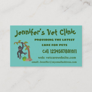 Cute happy baby gorilla cartoon illustration business card