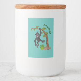 Cute happy baby gorilla cartoon illustration food label