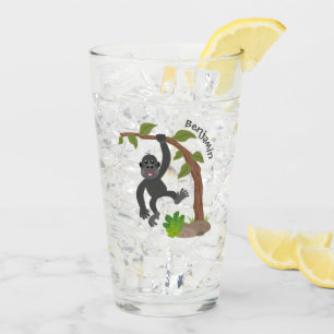 Cute happy baby gorilla cartoon illustration glass