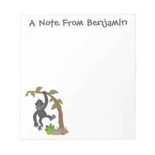 Cute happy baby gorilla cartoon illustration notepad