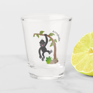 Cute happy baby gorilla cartoon illustration shot glass