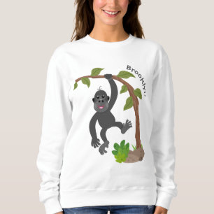 Cute happy baby gorilla cartoon illustration sweatshirt