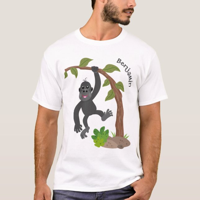 Cute happy baby gorilla cartoon illustration T-Shirt (Front)
