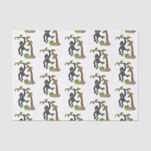 Cute happy baby gorilla cartoon illustration tissue paper