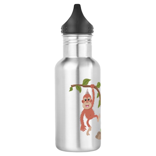 Cute happy baby orangutan cartoon illustration 532 ml water bottle (Left)