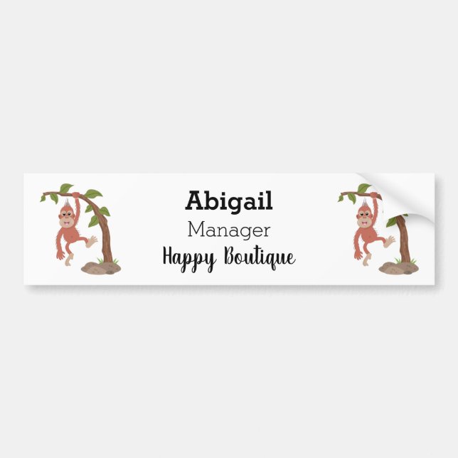 Cute happy baby orangutan cartoon illustration bumper sticker (Front)