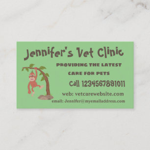 Cute happy baby orangutan cartoon illustration business card