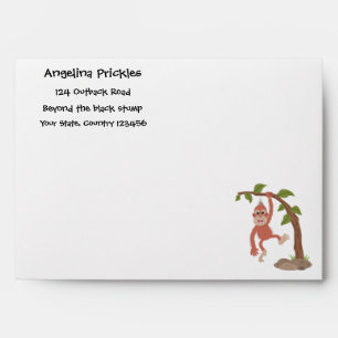 Cute happy baby orangutan cartoon illustration envelope