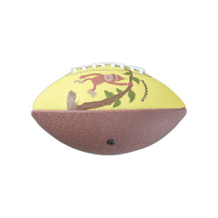 Cute happy baby orangutan cartoon illustration football