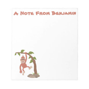 Cute happy baby orangutan cartoon illustration notepad