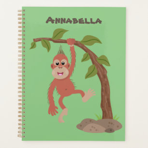 Cute happy baby orangutan cartoon illustration planner