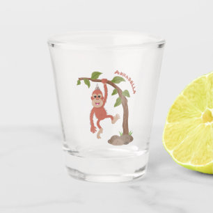 Cute happy baby orangutan cartoon illustration shot glass