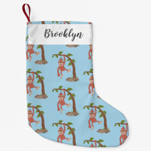 Cute happy baby orangutan cartoon illustration small christmas stocking