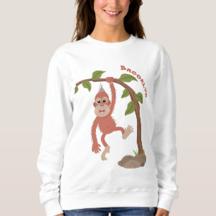 Cute happy baby orangutan cartoon illustration sweatshirt