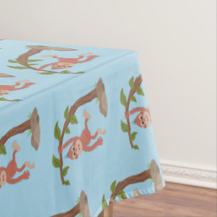 Cute happy baby orangutan cartoon illustration tablecloth