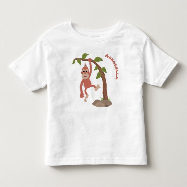Cute happy baby orangutan cartoon illustration toddler T-Shirt (Front)