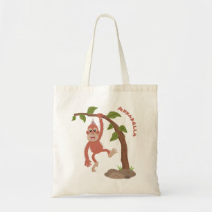 Cute happy baby orangutan cartoon illustration tote bag