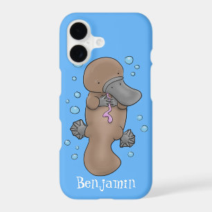Cute happy baby platypus cartoon illustration