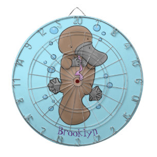 Cute happy baby platypus cartoon illustration dartboard