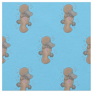 Cute happy baby platypus cartoon illustration fabric