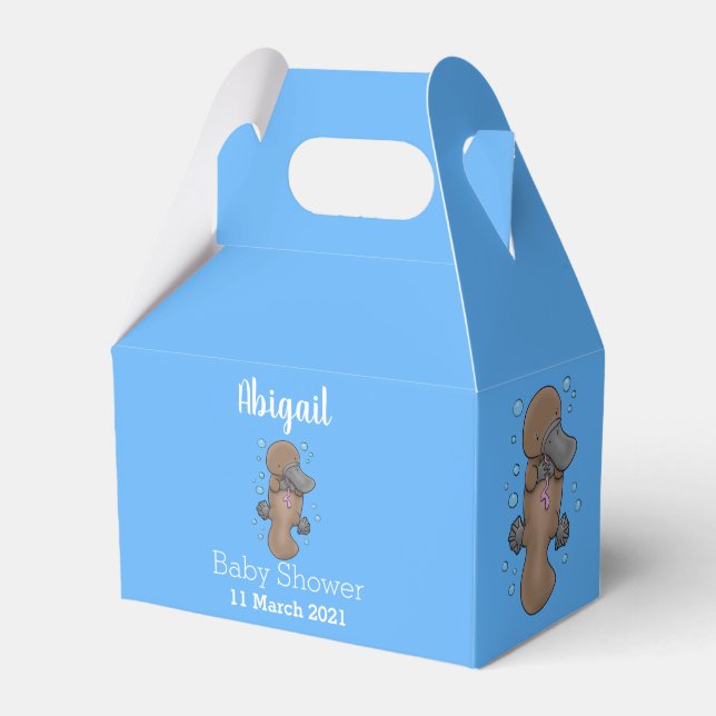 Cute happy baby platypus cartoon illustration favour box (Front Side)