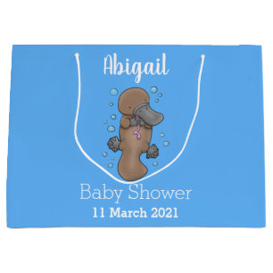 Cute happy baby platypus cartoon illustration large gift bag