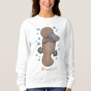 Cute happy baby platypus cartoon illustration sweatshirt