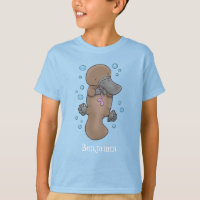 Cute happy baby platypus cartoon illustration