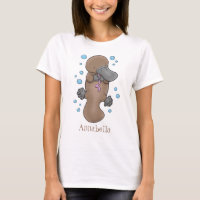 Cute happy baby platypus cartoon illustration