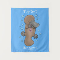 Cute happy baby platypus cartoon illustration