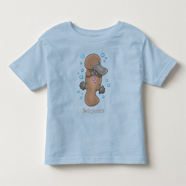 Cute happy baby platypus cartoon illustration toddler T-Shirt (Front)