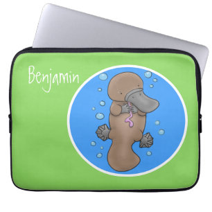 Cute happy baby platypus illustration laptop sleeve