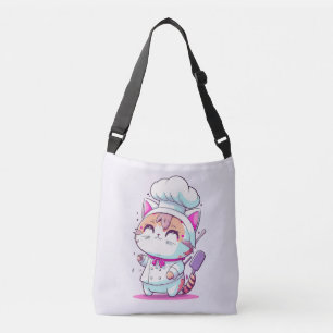 Cute Happy Baker Pastry Chef Cat Kitten   Crossbody Bag