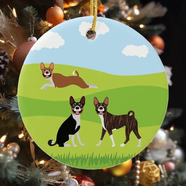 Cute Happy Basenji Hound Love Ceramic Tree Decoration (Creator Uploaded)