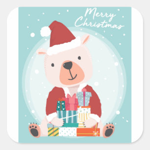 Cute Happy Bear Square Sticker