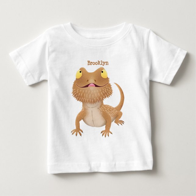 Cute happy bearded dragon lizard cartoon baby T-Shirt (Front)