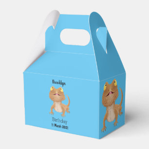 Cute happy bearded dragon lizard cartoon favour box