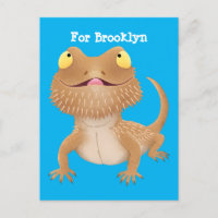 Cute happy bearded dragon lizard cartoon 