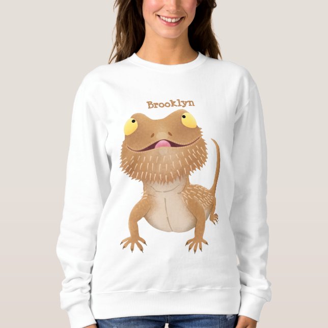 Cute happy bearded dragon lizard cartoon sweatshirt (Front)