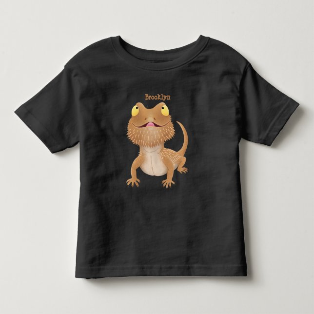 Cute happy bearded dragon lizard cartoon  toddler T-Shirt (Front)